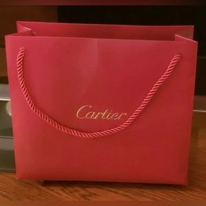 Authentic Cartier Red Shopping Gift Paper Bag Size 10" X 9" X 3.5". New!